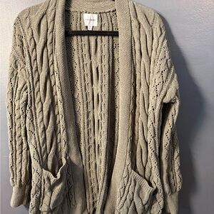 Women's Green Knit Cardigan Sweater